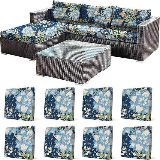 8Pcs Stretch Patio Cushion Cover, Printed Couch & Sofa Slipcovers by CALBODE