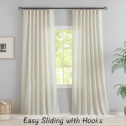 DONREN Natural Back Tab Curtains 84 Inches Long 2 Panels - Image 2