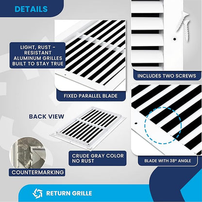 18x10 Inch Air Return Vent Cover Decorative – Premium Aluminum AC Vent Cover - Image 9