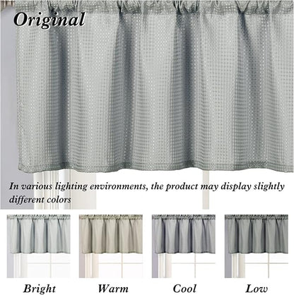 Home Queen Grey Waffle Bathroom Window Curtains, Short Water Repellent Rod - Image 6