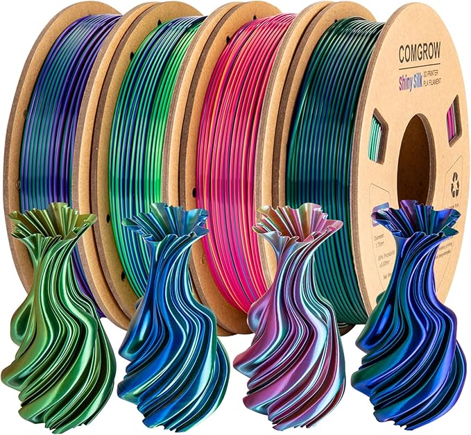 Comgrow Silk Shiny Rainbow Multi-Color 3D Printer Filament, Comgrow 3D Printing by Comgrow