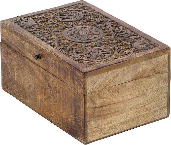 Deco 79 Mango Wood Floral Handmade Decorative Box Decorative Keepsake Boxes - Image 13