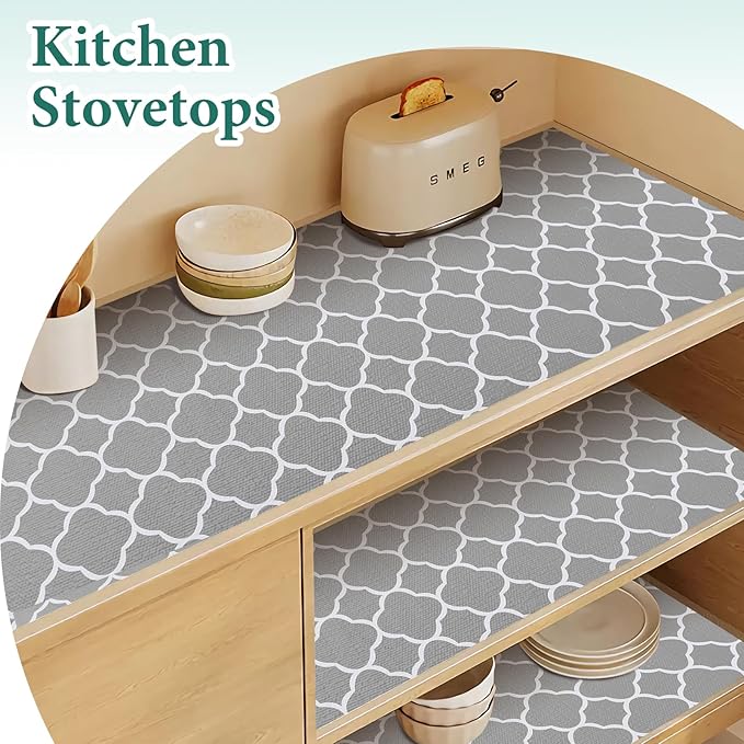 Shelf Liners for Kitchen Cabinets 12in x 20FT Non Adhesive Drawer Liner Gray - Image 3