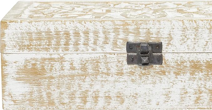 Deco 79 Mango Wood Floral Handmade Decorative Box Decorative Keepsake Boxes - Image 9