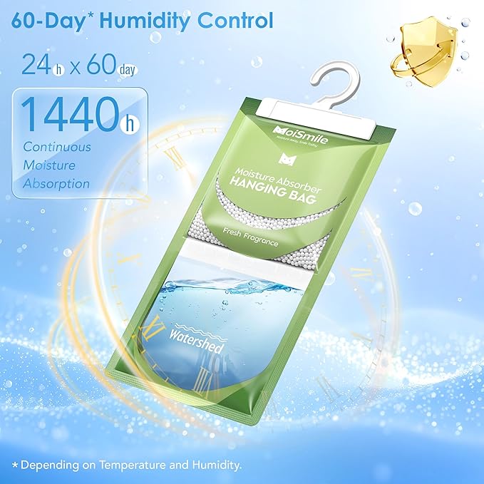 Moisture Absorbers 10 Pack Fresh Fragrance, Hanging Closet Dehumidifier Bags - Image 5