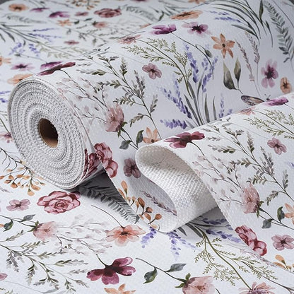 Floral Shelf and Drawer Liner for Kitchen Cabinets, 24IN x 10FT Non-Adhesive by Amiitay