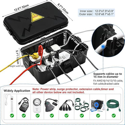 Hrensaw Large Outdoor Electrical Box Waterproof, IP54 Waterproof Outdoor Outlet - Image 2