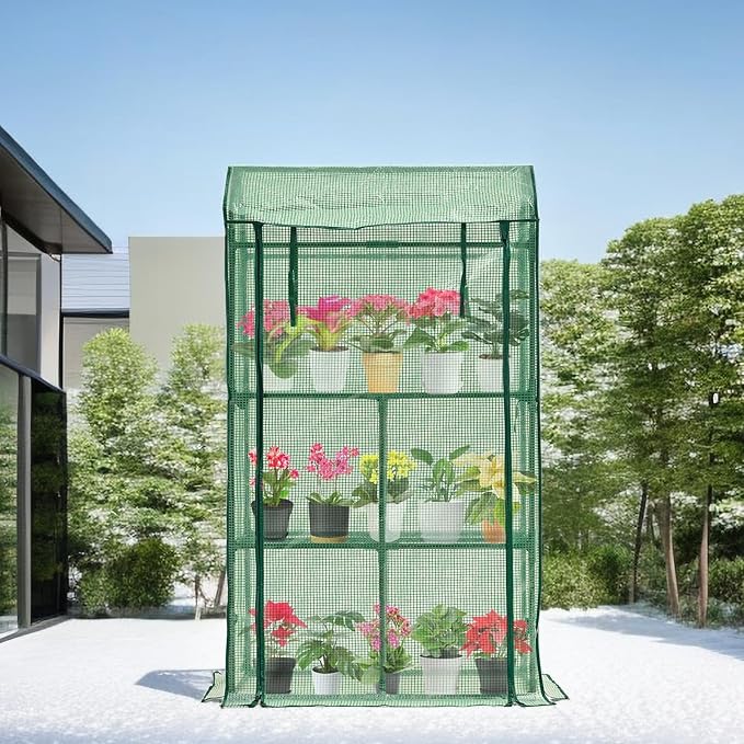 Mini Greenhouse for Indoor Outdoor, Small Plastic Plant Green House Rack Stand - Image 7