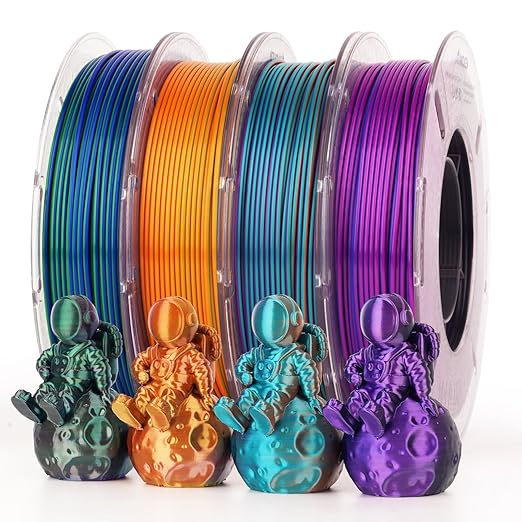 AMOLEN Silk PLA Filament 1.75mm, Triple Colors 3D Printer Filament Bundle by AMOLEN