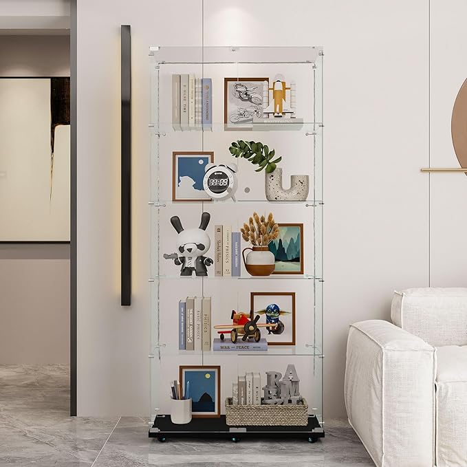 Yoluckea 5-Tier Glass Display Cabinet - Image 7