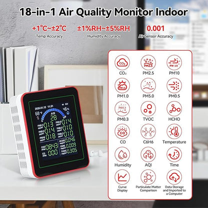 18-in-1 Smart Air Quality Monitor, Air Quality Detector Real-Time - Image 2
