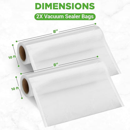 NutriChef Vacuum Sealer Bags 8x10 Rolls 2 Pack - Image 2