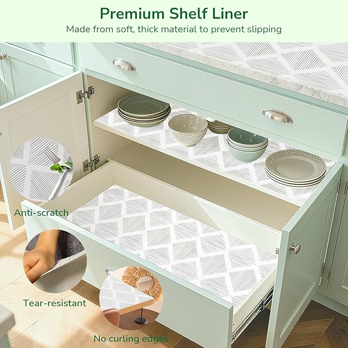 Drawer and Shelf Liner for Kitchen, Non-Slip Non-Adhesive Cabinet Liners for - Image 6