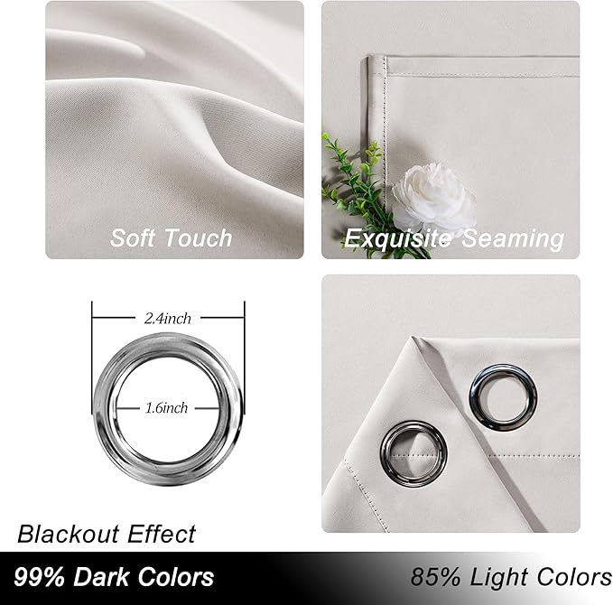 Hiasan Patio Sliding Door Curtain Panel, Ivory Room Divider Grommet Blackout - Image 2