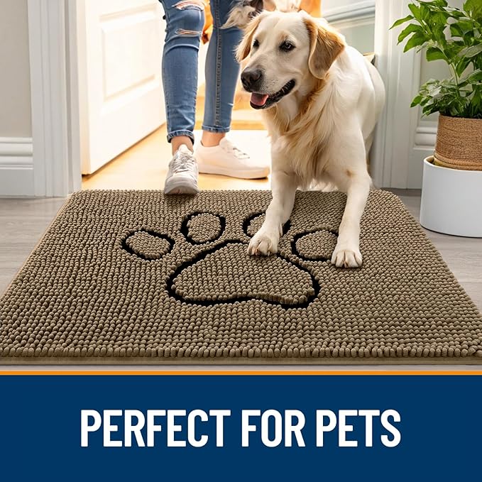 OLANLY Dog Door Mat for Muddy Paws 40x32, Paw Print Design, Absorbs Moisture - Image 6