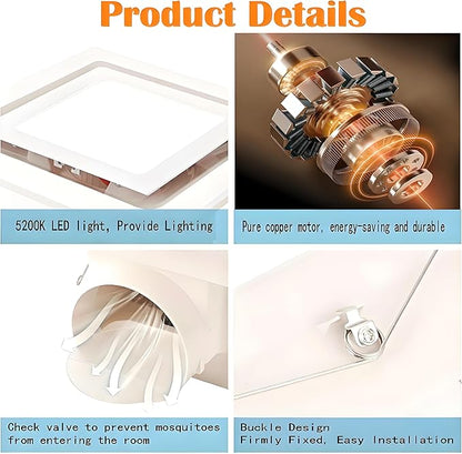 Bathroom Exhaust Fan with LED Light Ceiling Mount Ventilation Fan 120 CFM - Image 4