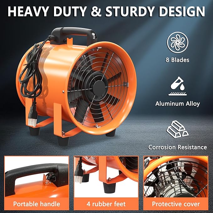 12 Inch Utility Blower Fan 2300CFM Industrial Portable Exhaust Fan - Image 2