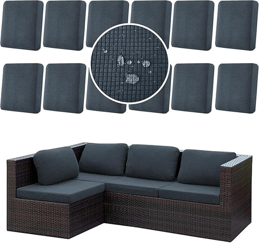 12Pcs Stretch Couch Cushion Covers, Water Resistant Outdoor Sofa Cuhsion Cover by CALBODE
