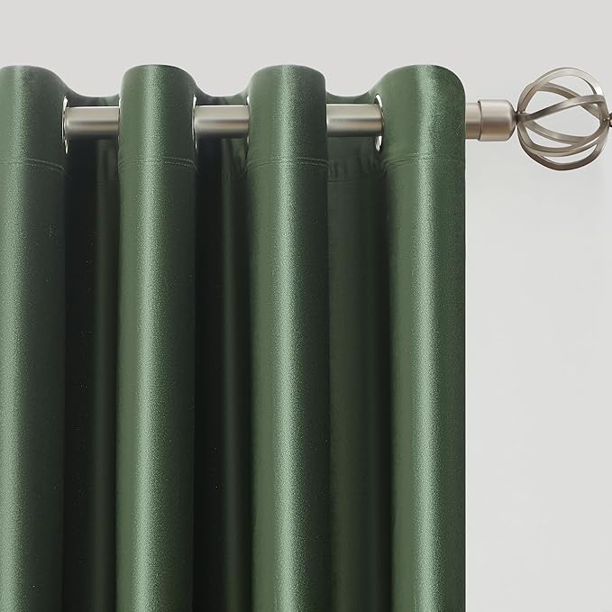 Luxury Olive Green Velvet Curtains 108 inches Long Emerald Elegant Living Room - Image 2
