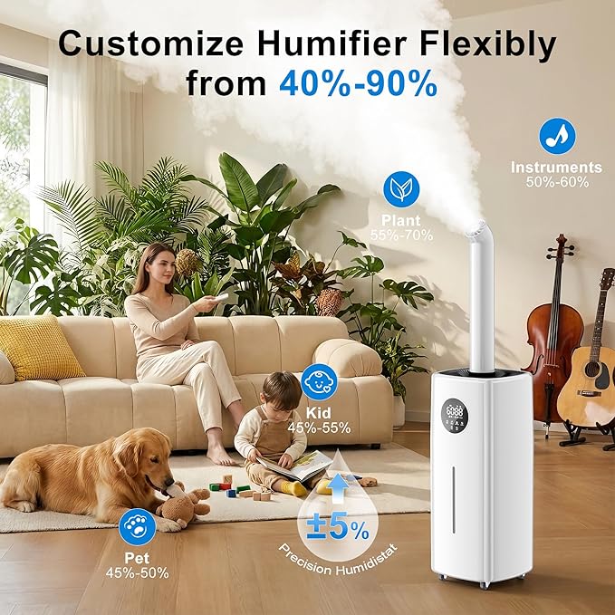 Uthfy 2.64Gal/10L Humidifier for Large Room, Dual 360° Nozzles Ultrasonic - Image 3
