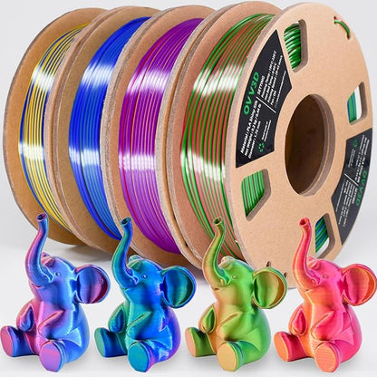 PLA Filament 1.75mm, Tri-Colors 3D Printer Filament, Rainbow PLA Filament Bundle - Image 8