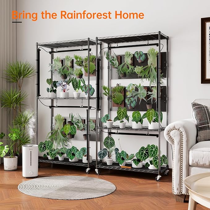 Bstrip Plant Cabinet with Pegboard, 3 Tier Plant Shelf with Grow Light - Image 4