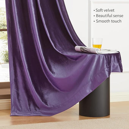 BULBUL Luxury Violet Velvet Curtains 108 inches Elegant Purple Living Room - Image 4