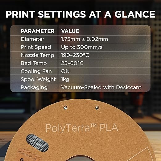 Polymaker Matte PLA Filament Fossil Grey 1.75mm 1kg 3D Printing Filament - Image 6