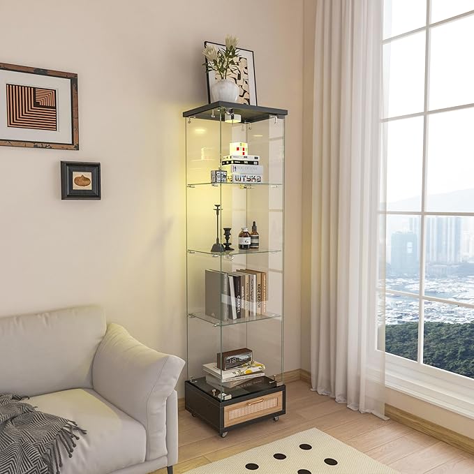 Yoluckea 4-Tier Glass Display Cabinet - Image 8