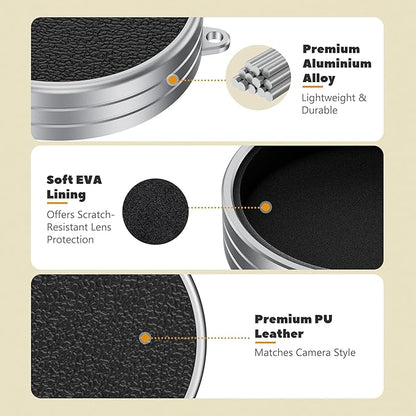 Fuji X Half Leather Texture Lens Cap, Aluminum Anti-Dust Anti-Scratches - Image 3