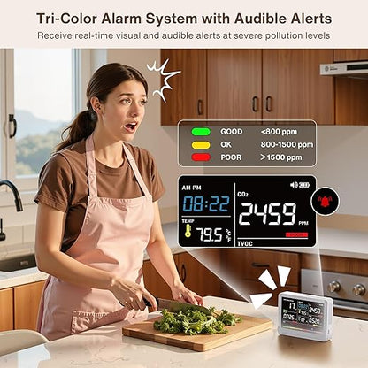 Upgrade 16 in 1 Air Quality Monitor Indoor 15h Battery & 5.5" Display 9 AQI+7 - Image 5