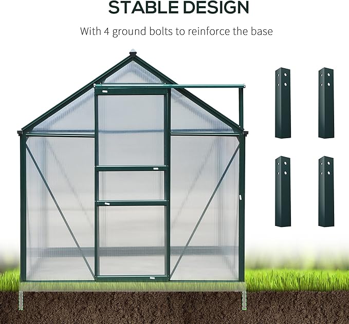 Outsunny 6' x 8' Greenhouse for Outdoors, Polycarbonate Greenhouse - Image 5