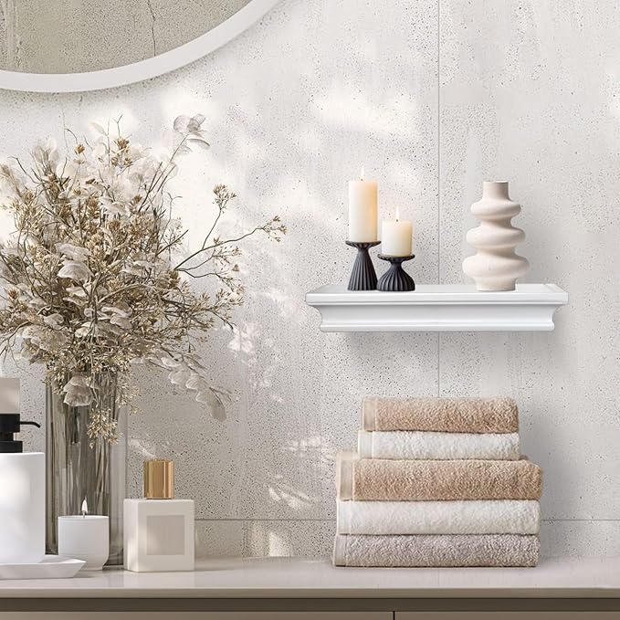 AHDECOR White Floating Shelves Wall Mounted, Deeper Wall Storage Shelf - Image 2
