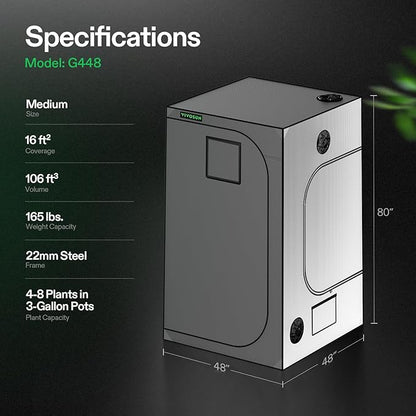 VIVOSUN G448 48"x48"x80" Grow Tent, 4x4 FT Advanced Gray Grow Tent - Image 7