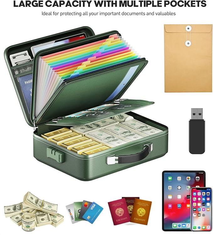 Fireproof Document Box, Hard Case Highly Flame-Resistant Fire Proof Waterproof - Image 3
