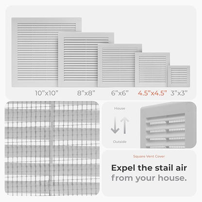 2-Pack 6" x 6" Square Air Vent Cover – White Plastic Vent Deflector - Image 3