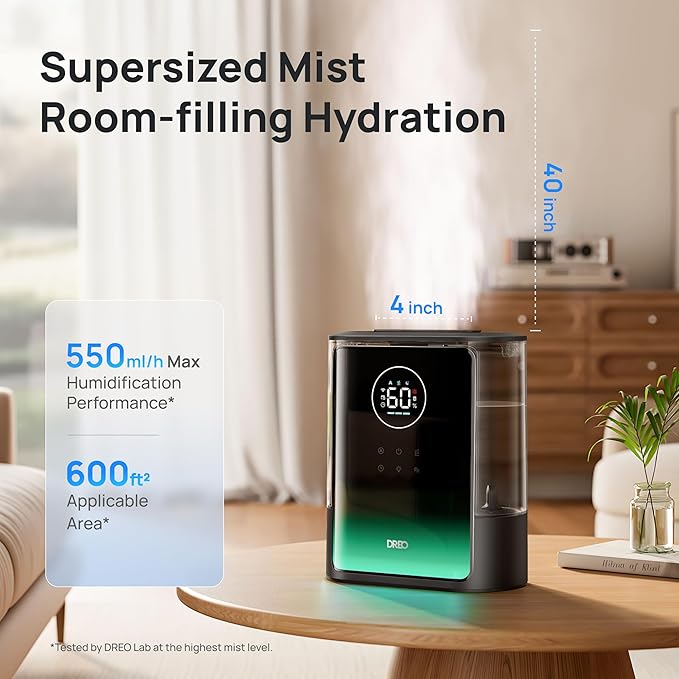 DREO 8L Smart Humidifiers for Bedroom 600ft², 80H Runtime Warm&Cool Supersized - Image 3