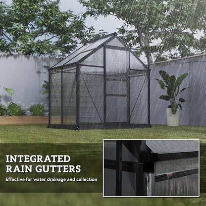 Outsunny 6' x 4' Greenhouse for Outdoors, Polycarbonate Greenhouse - Image 6