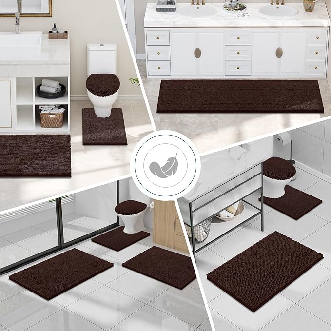 Smiry Luxury Chenille Bathroom Rugs 40x32, Extra Soft and Absorbent Shaggy Bath - Image 8