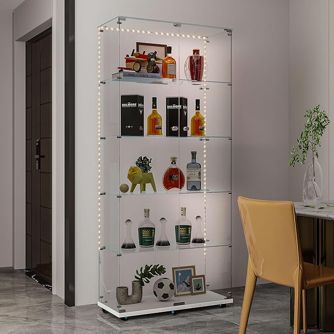 Yoluckea 5-Tier Glass Display Cabinet - Image 6