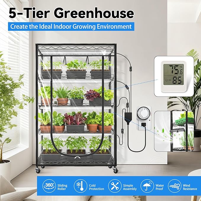JESLED Indoor Greenhouse with Grow Light, 3FT Full Spectrum 5000K LED Light - Image 3