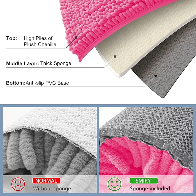 Smiry Luxury Chenille Bathroom Rugs 34x21, Extra Soft and Absorbent Shaggy Bath - Image 5