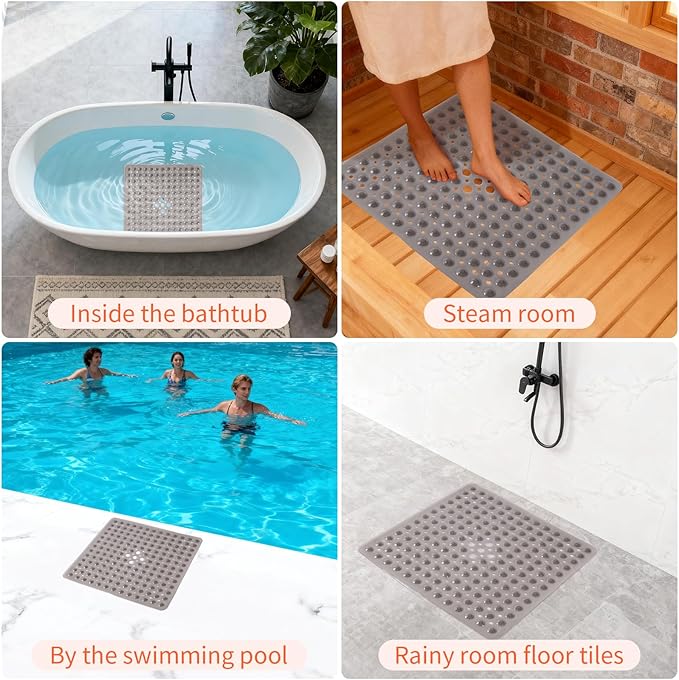Anti-Slip Bathtub Shower mat, 20.8×20.8（Approximately 53×53cm） inch Soft - Image 6