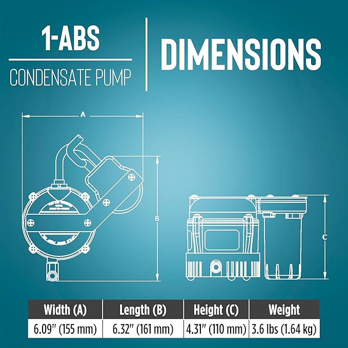 Little Giant 1-ABS 115-volt, 1/150 HP, 205 GPH Automatic Shallow Pan Condensate - Image 2