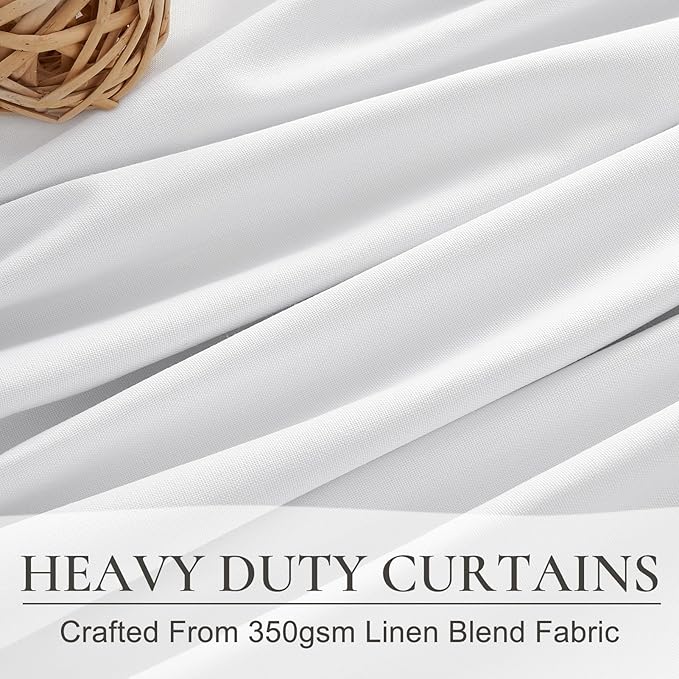Solid White Linen Blackout Viral Curtains 96 Inches Long - Image 5
