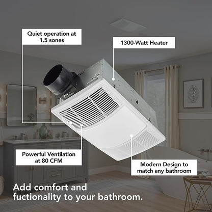 Broan-NuTone Non-Lit PowerHeat Bathroom Exhaust Fan and Heater, 80 CFM - Image 2
