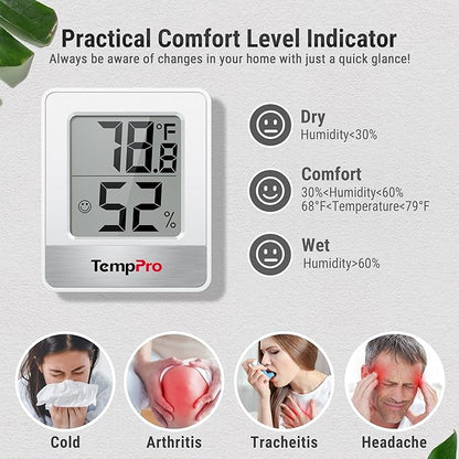 TempPro TP49 3 Pieces Digital Hygrometer Indoor Thermometer Humidity Meter Mini - Image 3
