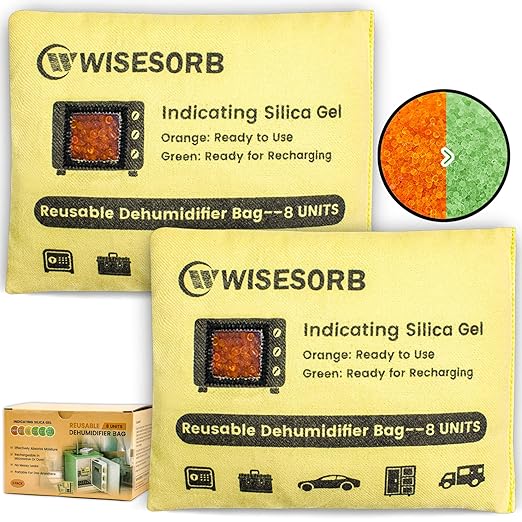 240G 2 Pack Reusable Silica Gel Desiccant Dehumidifier Bags, Color Indicating by Wisesorb