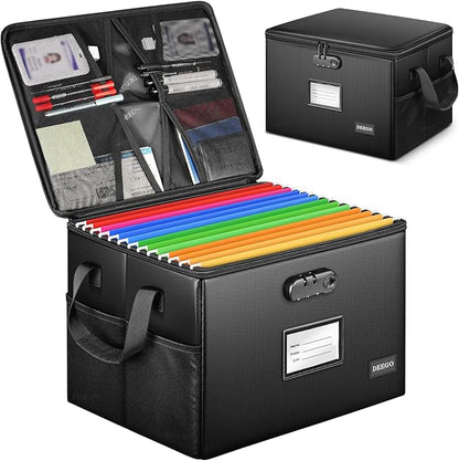 DEEGO Fireproof Document Box, Water-Resistant File Organizer Box by DEEGO