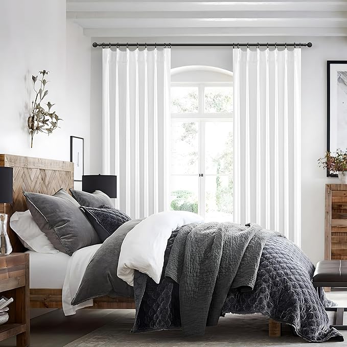 Pinch Pleated Bright White Blackout 95 Inch Curtains 2 Panels Set - Image 6